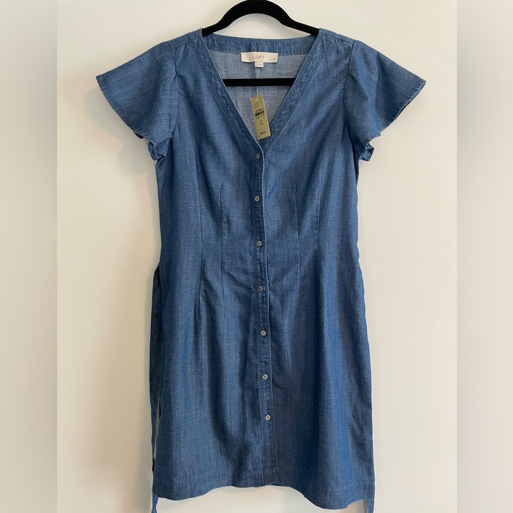 NWT LOFT chambray fit and flare dress